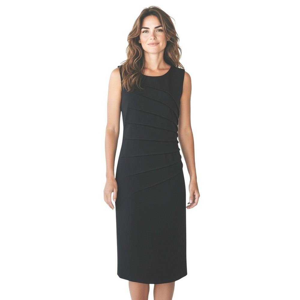 Calvin Klein Black Starburst Sleeveless Knee Length Sheath Dress Sz 10